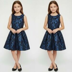 The Children's Place Girls Dressy/Party kids Dress, Size 6 Blue/Black Metallic